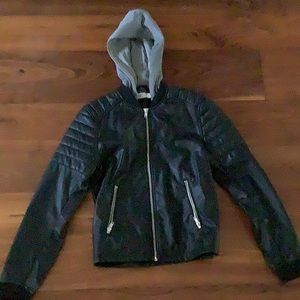 Leather hoodie from H&M nicely washed